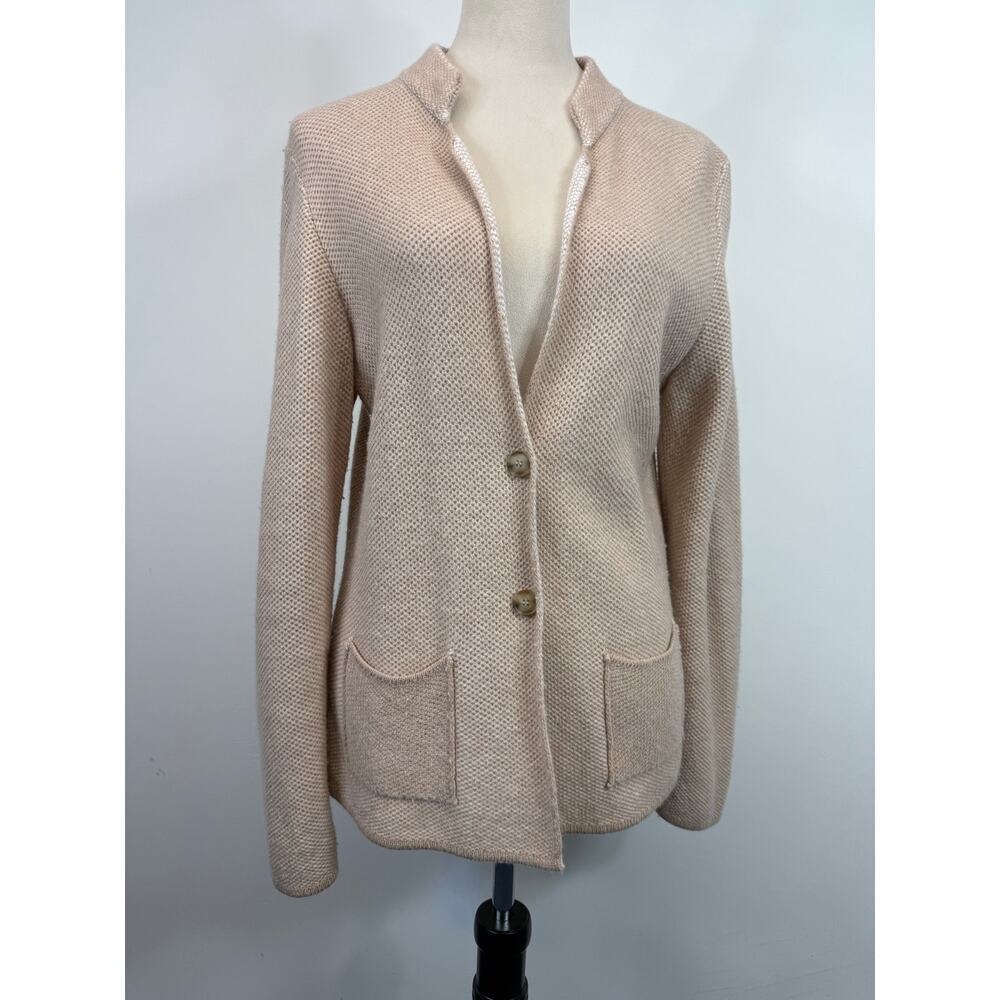 United Colors of Benetton Cashmere Blend Cardigan Tan Cream Textured‎ Sz S